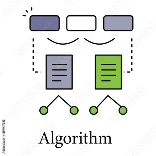 Algorithm Icon For Software Programming Logic And Data Processing