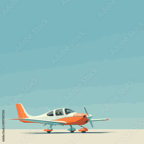 Wallpaper Mural Modern Orange and White Light Aircraft Ready for Flight Torontodigital.ca