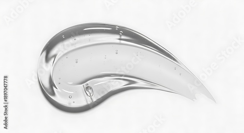 Pure Transparent Clear Gel Swatch Macro. Cosmetic Skincare Serum Texture, Hyaluronic Acid Moisture Drop Background.