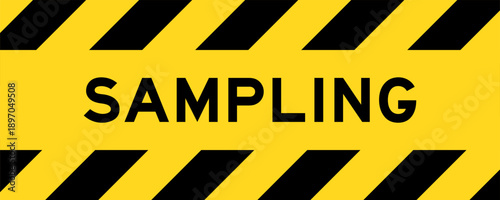 Yellow and black color with line striped label banner with word sampling