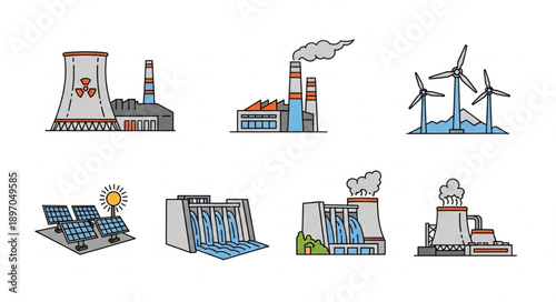 Collection of Industrial Power Generation Facilities and Renewable Energy Sources.