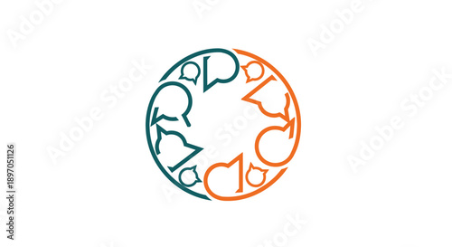 Abstract vector illustration of diverse faces in a circular formation, symbolizing unity and diversity, Whisk concept, modern graphic design