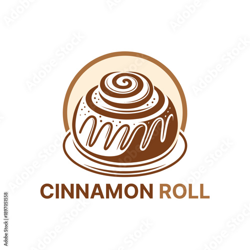 Bild auf Leinwand cinnamon roll logo silhouette vector line art logo design