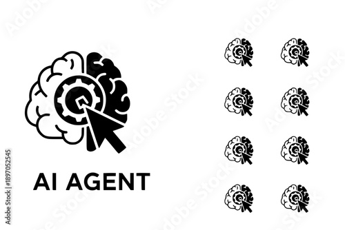 Agentic AI Autonomous System Vector Icon for Artificial Intelligence Agents and Machine Learning Automation Solutions