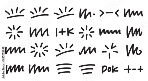 line movement element vector set, comic speed lines, motion lines, dynamic effect, manga action elements, swoosh, burst, swirl, impact stroke, motion streaks, anime style, expressive sketch curve ink