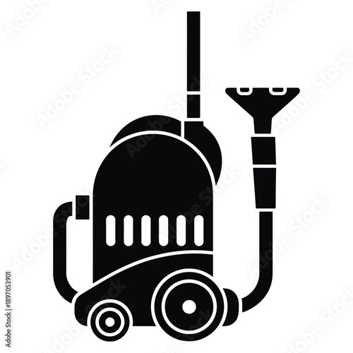 Simple black and white illustration of old vacuum cleaner machine icon
