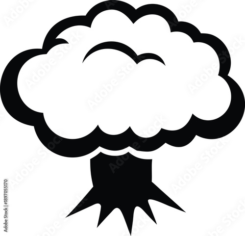 Explosion smoke pictogram with rounded cloud burst strong impact On white Background Vector illustration