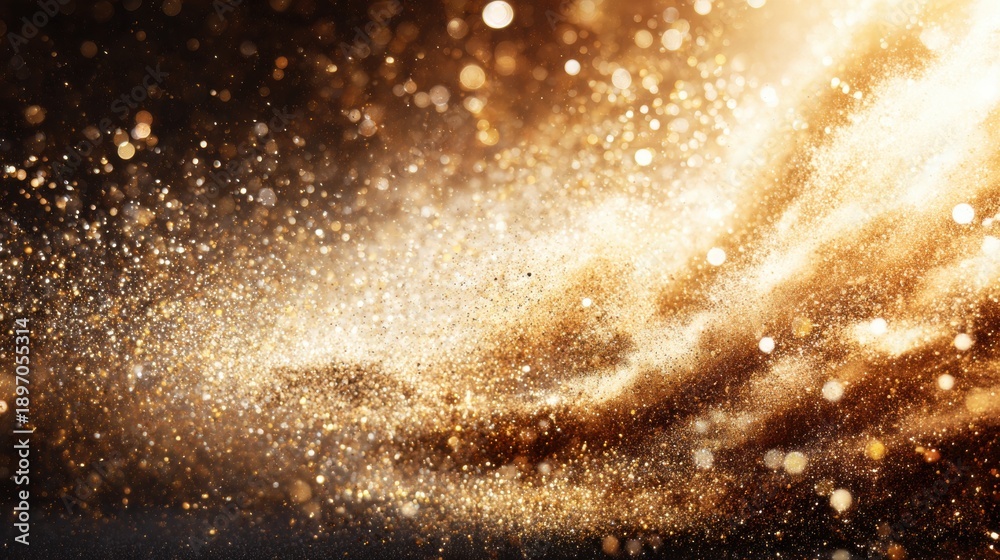 Obraz premium Golden particles swirl in the air creating a bright display of light