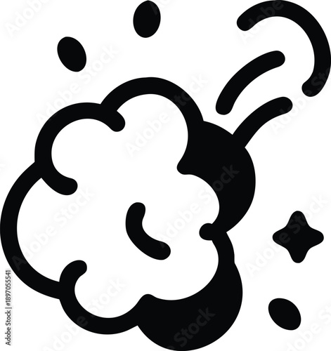 Cartoon game visual effect white smoke with dynamic action and clean playful feel Vector illustration