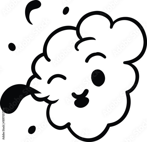 Manga inspired cartoon smoke with expressive shapes and dynamic style On white Background Vector illustration