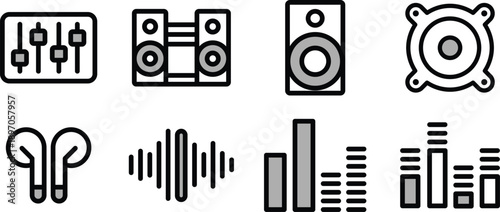 Stereo, radio, amplifier, Equalizer, mixer, dj Icons Pack for Websites, Apps, UI UX Projects