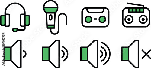 Volume control, volume up, volume down, mute Icons Pack for Websites, Apps, UI UX Projects