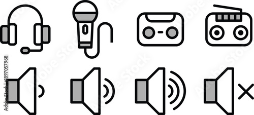 Volume down, mute, Volume control, volume up Icons Pack for Websites, Apps, UI UX Projects