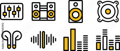 Earphone, volume, Mixer, speaker, stereo Icons Pack for Websites, Apps, UI UX Projects