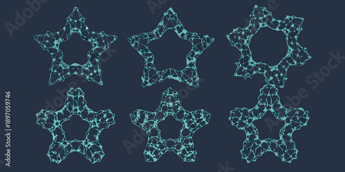 Abstract geometric stars formed by interconnected lines on a dark background