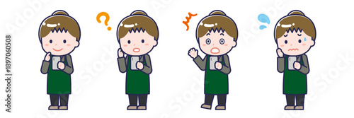 スマートフォンを使う「飲食店の店員」の女性