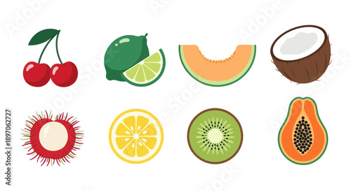 Assortment of fresh fruits isolated on white