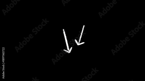 Set of animated white arrow overlays including hand-drawn chalk doodles and dashed directional pointers on black