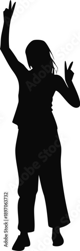 Woman Holding A Peace Sign Up Silhouette