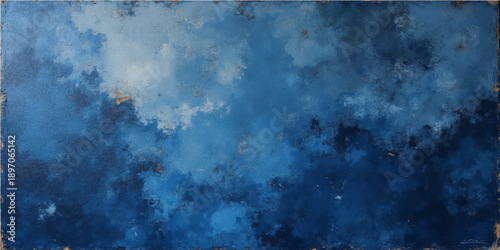 An abstract blue grunge texture background blending dark storm clouds with ethereal light and smoky fog for a moody nature backdrop