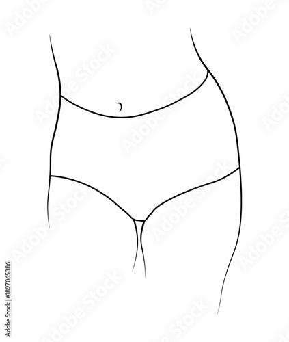 Woman legs swimsuit panties bikini hand drawing