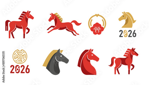 Year of the Horse 2026 Chinese Zodiac Logo and Mascot