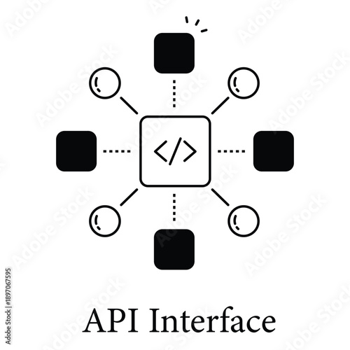 API Interface Icon For Web Services Integration And Data Access