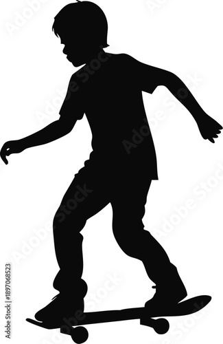Boy Riding A Skateboard In A Park Silhouette