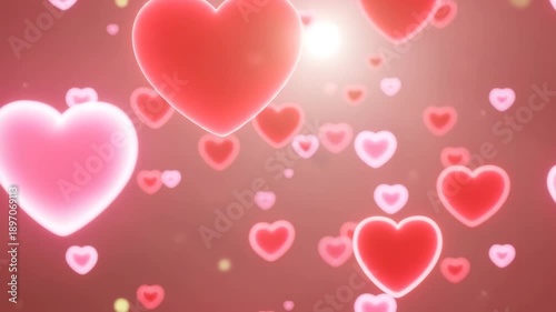 Heart-shaped decorations in various sizes with soft glowing effect  