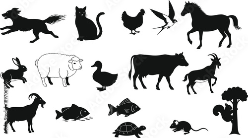 Collection of animal silhouettes