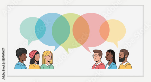 International Mother Language Day Celebration with Diverse People Engaging in Dialogue and Education through Multilingual Communication, Flat Vector Illustration