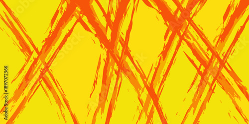 Abstract background featuring bold orange brushstrokes on a vibrant yellow canvas