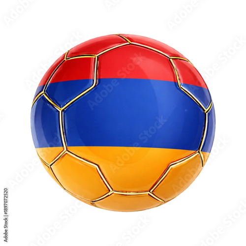 3D Glass Soccer Ball with Armenia Flag Design