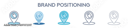 Brand Positioning Line Icons For Marketing Strategy And Branding 