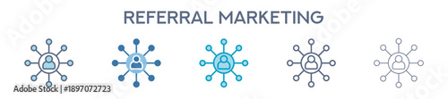 Referral Marketing Element For Design Graphic - Multi Styles. Line Icons For Growth And Customer Acquisition 