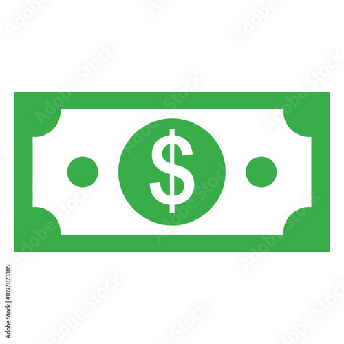 A green dollar bill icon with a white border and a dollar sign in the center.