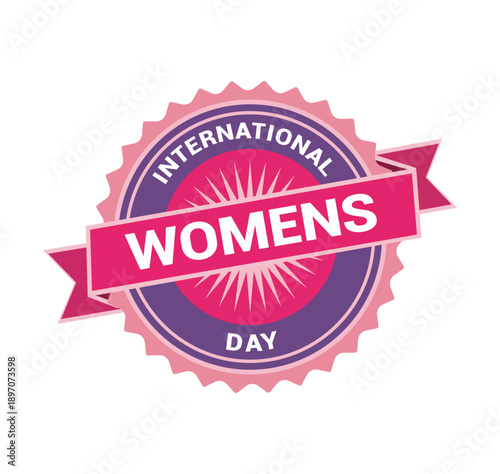 International womens day logo with pink and purple colors