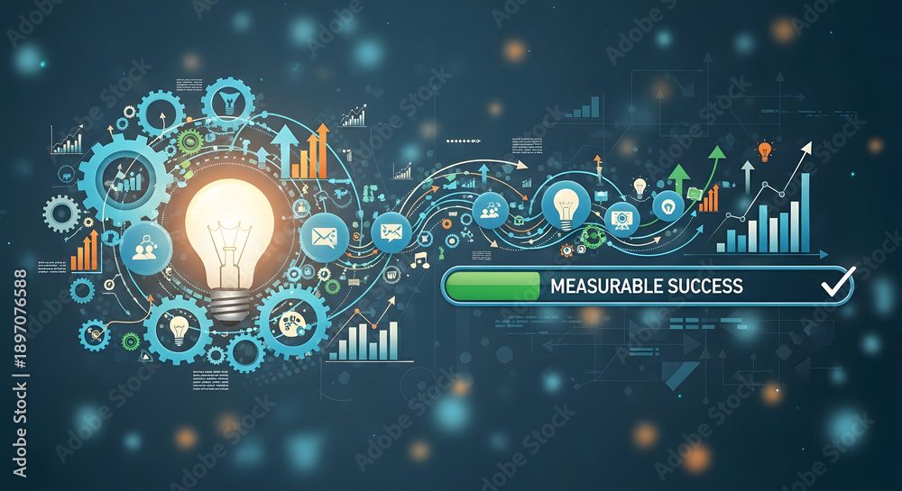 Fototapeta premium Innovative lightbulb on a circuit board background with gears and 