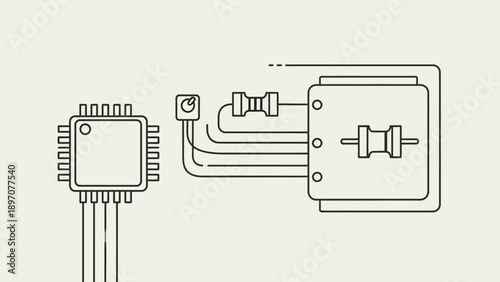 Schematic of electronic components with a CPU and resistors
