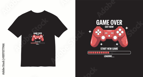 Game over loading t-shirt design with controller and progress bar