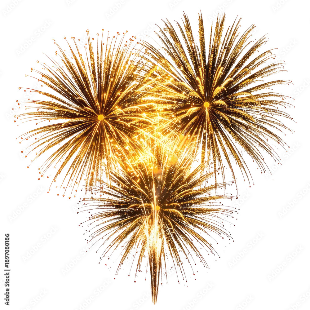 Obraz premium Golden Fireworks Heart Shape - Celebration, New Year, Valentine's Day, Festive Display, Sparkling Lights, Joyful Occasion