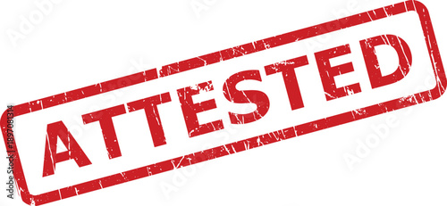 A clear red grunge rubber stamp showing the word ATTESTED on a plain white background