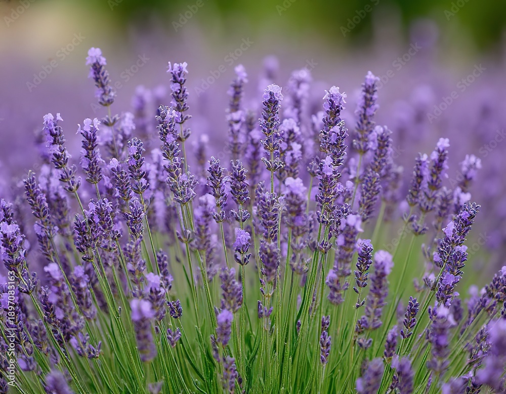 Obraz premium Lavender blooms in a field in summer. Floral background, poster, card, wallpaper, nature beauty.