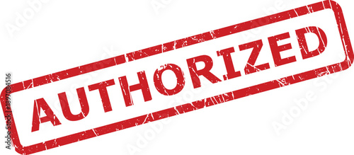 A distinct red rubber stamp shows the word AUTHORIZED in bold letters on a clean white surface