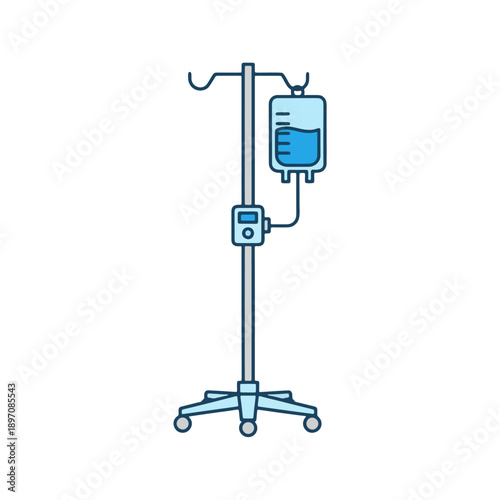 Hospital IV drip stand with infusion bag for intravenous medical therapy