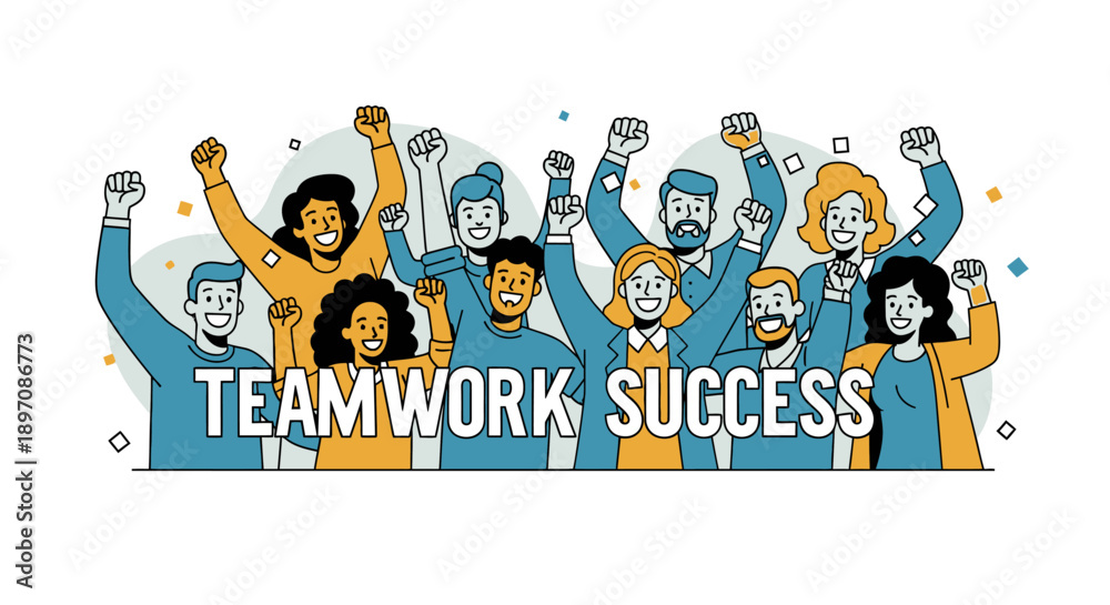 Fototapeta premium Diverse Group Celebrating Teamwork Success Together.