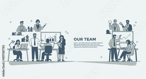 Team Members Working Together in Office.