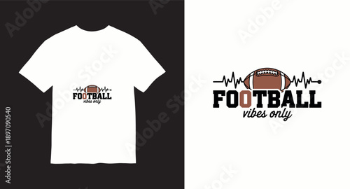 Football vibes only, american football vector graphic with heartbeat, sport team design