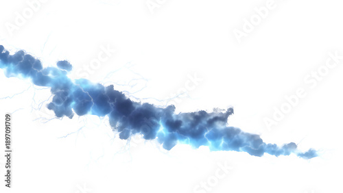 blue electric lightning energy burst isolated on white
