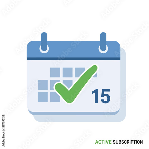 Active subscription calendar icon with green check mark